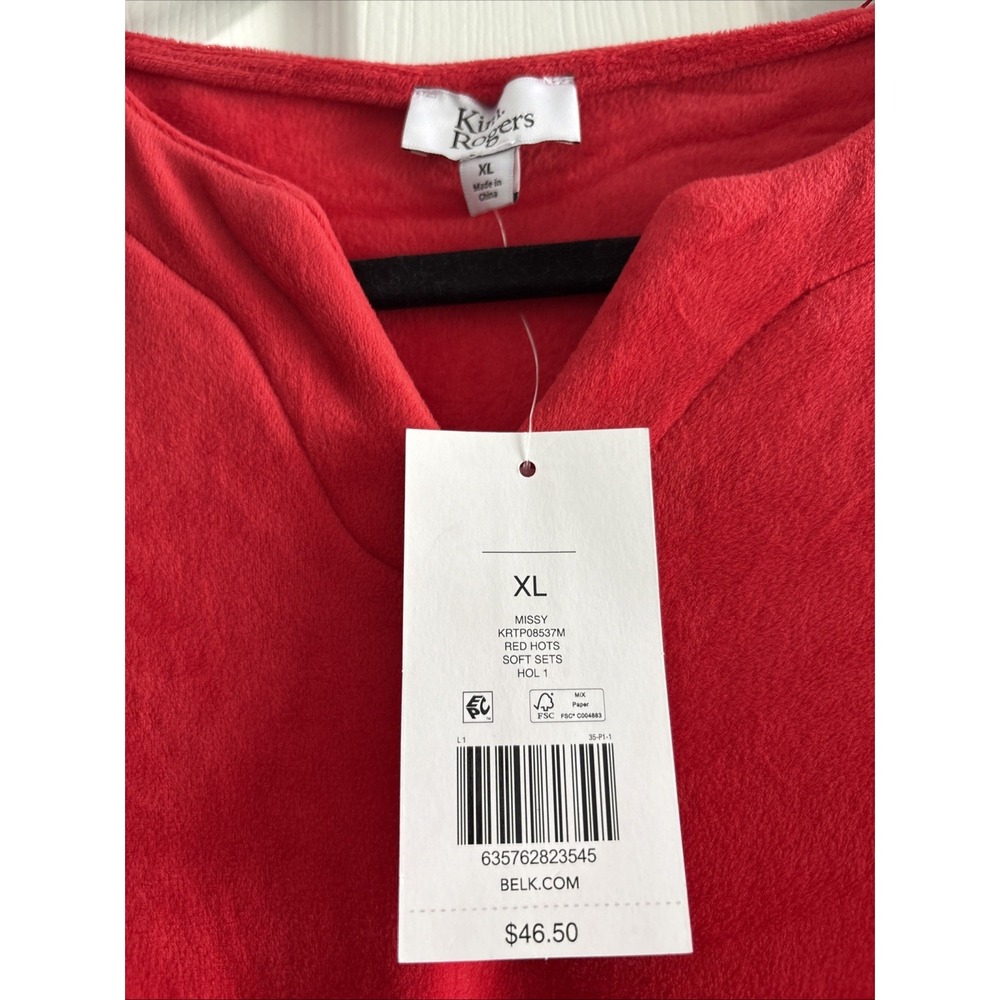Kim Rogers Missy Red Top, Soft, Size Xl, Nwt - Picture 2 of 5